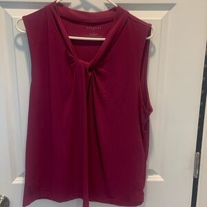 Magenta Talbots blouse with detailed neck. No sleeves